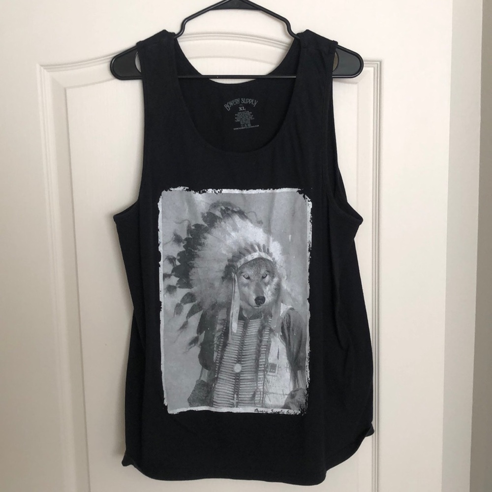 Men’s “Wolf in an Indian head dress” tank top